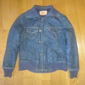 VTG 00s LEVIS 70650 LINED DENIM BOMBER JACKET LOVELY WEAR ROCKABILLY SMALL